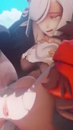 Shenhe Gets a Rough Anal Fuck by a Mitachurl and Gets a Huge Anal Creampie - Genshin Impact