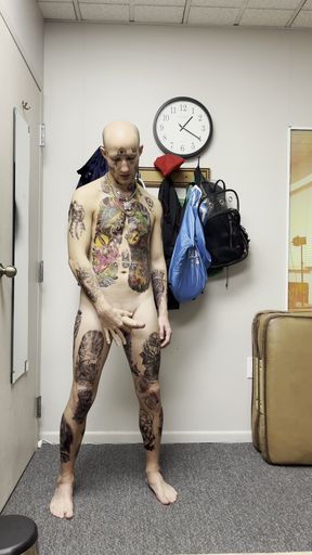 Face Tatted Twink Jerking While Dildo Fucked