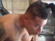 Hot Guy Sucking His Girlfriends Glitter Dildo While Masturbating