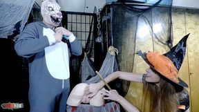 halloween frenzy: terry in freaky rabbit costume fucks hard belgian witch alice maze