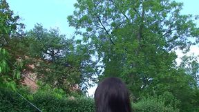 Sexy Brunette Teen Kattye Flashing Boobs and Pussy at the Park