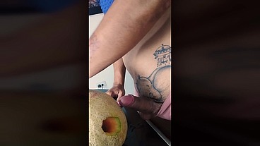 TS Angelique Monroe - Fucking a melon and cum