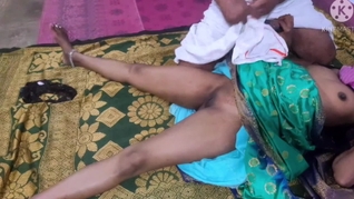 Indian Village Real Couple Homemade in green colour saree Fuking