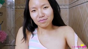 Graceful Asian beauty took a shower