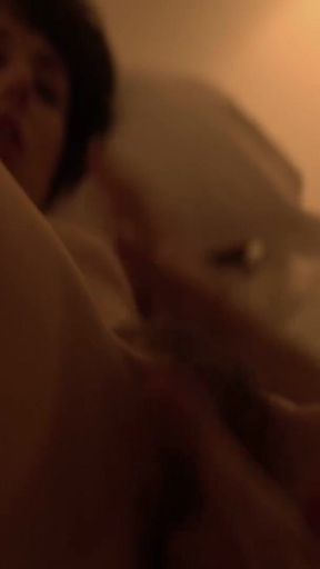 Short hairy brunette is bouncing on her lover's hard cock