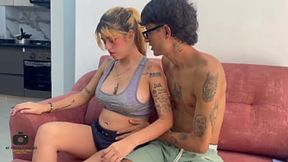 Me blow stepsis's anxiety away with raw dog and finish in tight anal&#x1F44C; creampie