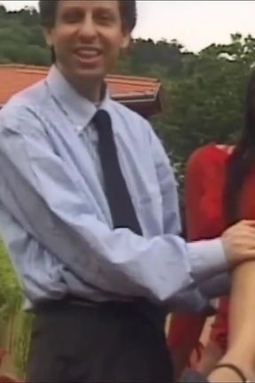 Fucked on the Garden Table by Two Hard Cocks While the Director Watches