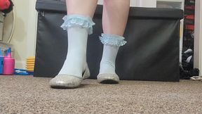 Blue Ruffle Socks & Silver Ballet Flats