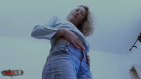 Lady-margaux: Lovely Blonde Lady Margaux Doing a Strip on the Sofa