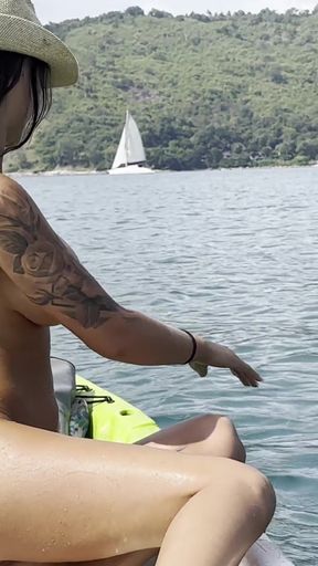 Spectacular moment from "Naughty Monika Fox Masturbates And Squirts On A Kayak In The Sea"