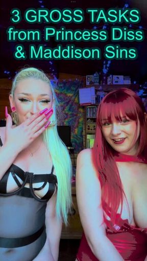 3 GROSS TASKS from Princess Diss and Maddison Sins
