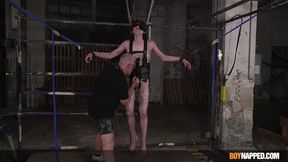 Roped youngster Jake Hunter dick masturbated by parent Sebastian Kane