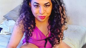 Playing in Purple Lingerie in Bed