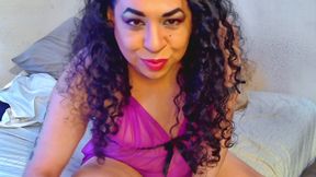 Playing in Purple Lingerie in Bed