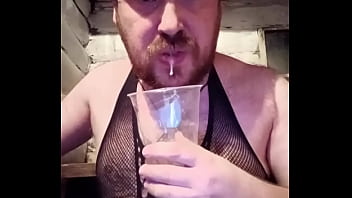 A gay man from Russia spanked his balls hard, came loudly, and filled his mouth and face with fresh cum!