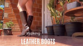walking in leather boots outdoor