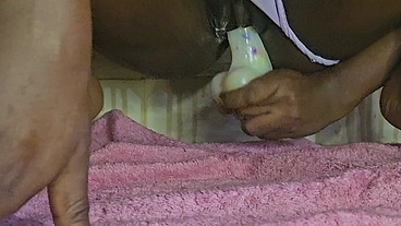 Nipple play and anal masturbation in lilac