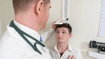Daddy Dr Wolf fucks twink Grant Ducati raw on the exam table