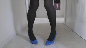 High Heel Parade: Marine Blue Pumps in Hallway