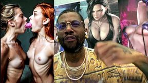 beautiful petite tan tit girls double sided dildo deepthroating, ai generated