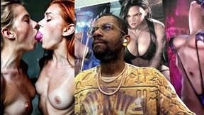 beautiful petite tan tit girls double sided dildo deepthroating, ai generated