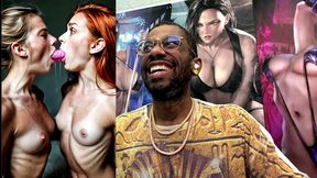 beautiful petite tan tit girls double sided dildo deepthroating, ai generated