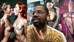 beautiful petite tan tit girls double sided dildo deepthroating, ai generated