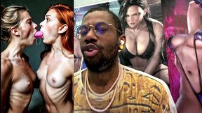 beautiful petite tan tit girls double sided dildo deepthroating, ai generated