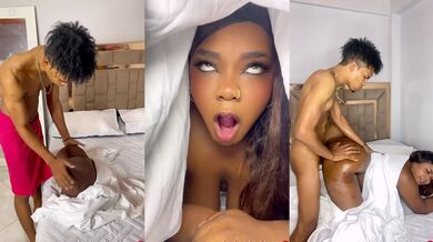 Ebony Step Mom caught Step Son jerking off pretending sex doll