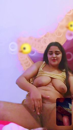 Desi Indian girl fingering and showing her boobs on video call