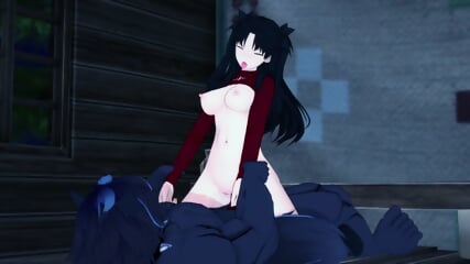 Fate Rin sex with werewolf