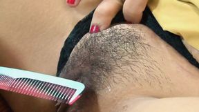 My neighbor a horny woman with hair on her pussy gets fucked