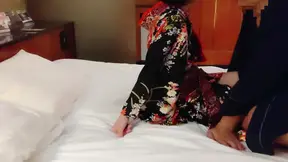 Amateur GF gets creampied in a sticky cosplay kimono