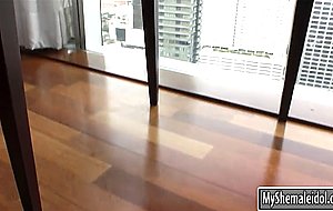 Huge tits ts name jerking off her cock