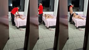 stepdaughter arrives home from carnival in the early morning and gives a blowjob.