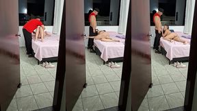stepdaughter arrives home from carnival in the early morning and gives a blowjob.