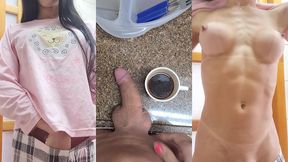 paloma veiga acordando com tesao de pau duro no cafe da manha e gozando bem forte