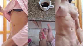 paloma veiga acordando com tesao de pau duro no cafe da manha e gozando bem forte