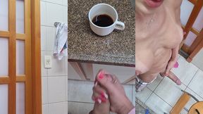 paloma veiga acordando com tesao de pau duro no cafe da manha e gozando bem forte