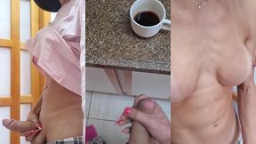 paloma veiga acordando com tesao de pau duro no cafe da manha e gozando bem forte