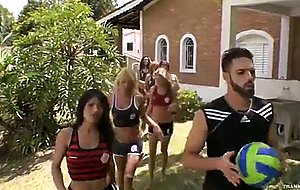 Sport and sex with a group of shemales
