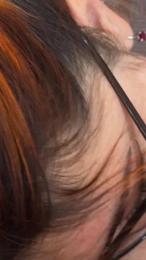 Redhead Pigtails, Glasses and Pantyhose and High Heels Sucking Cock POV
