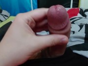 Horny daddy cum while massage cock head, glans
