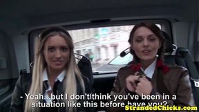 Stranded European teen gives POV blowjob in public