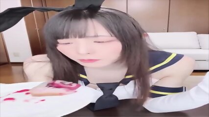 adorable japanese shemale eat cum cake 1