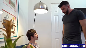 Stepson examining stepdad'_s cock