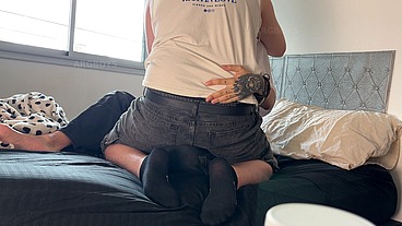 Tight Anal Riding on Huge Step-Bro's Cock while Cuckold Spies on Us [4k Threesome]