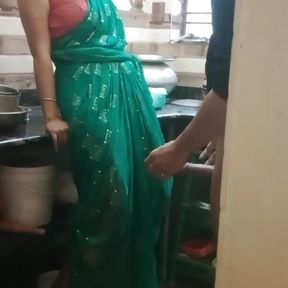 Desi bhabhi and brother-in-law lovingly in the kitchen