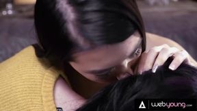 Young Brunette Engages in a Secret Affair with Her Best Friend's Stepsister!