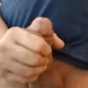 Grandpa wanking his massive semi hard cock and sprays everywhere